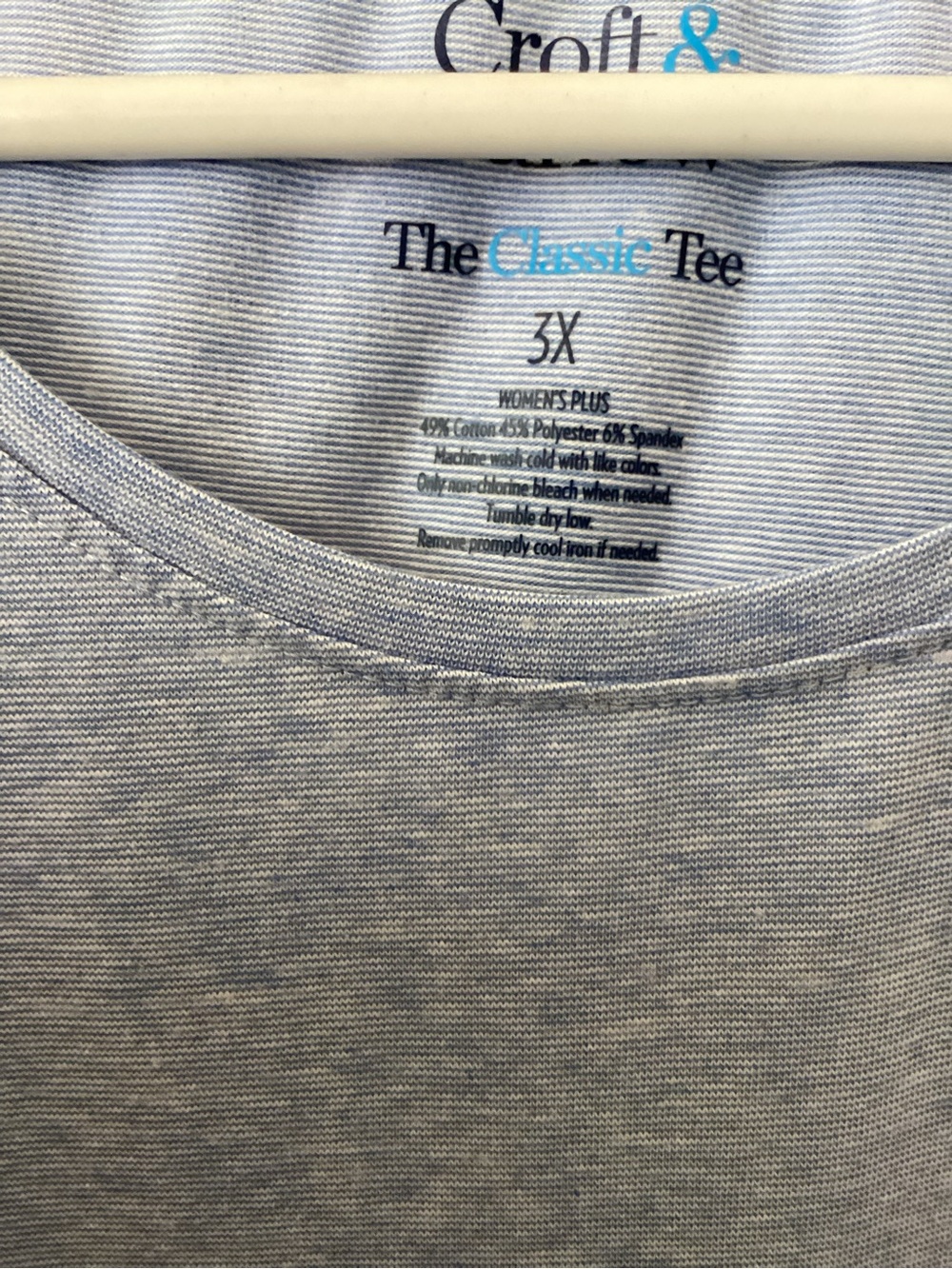 croft & barrow Heather Light Blue Short Sleeve Crew Neck Tee for women. - Picture 3 of 3